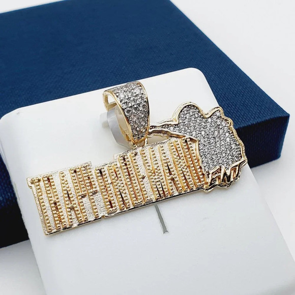 14K Gold Plated Cubic Zircon Pendant, INUS1BR057 - Picture 3 of 10